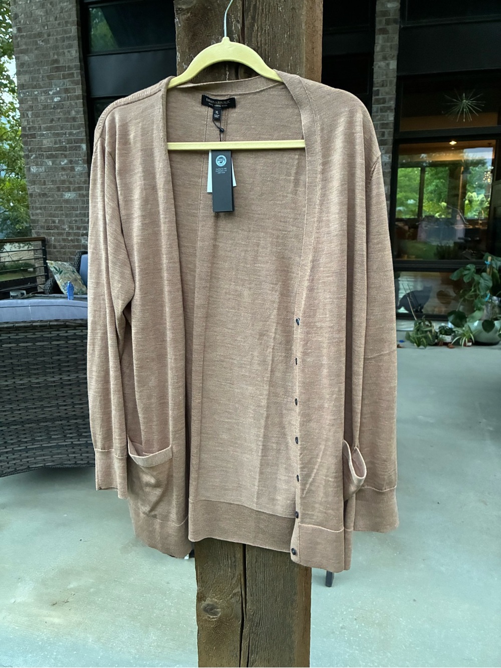 Banana Republic Taupe Merino Wool NWT Open-Front Cardigan